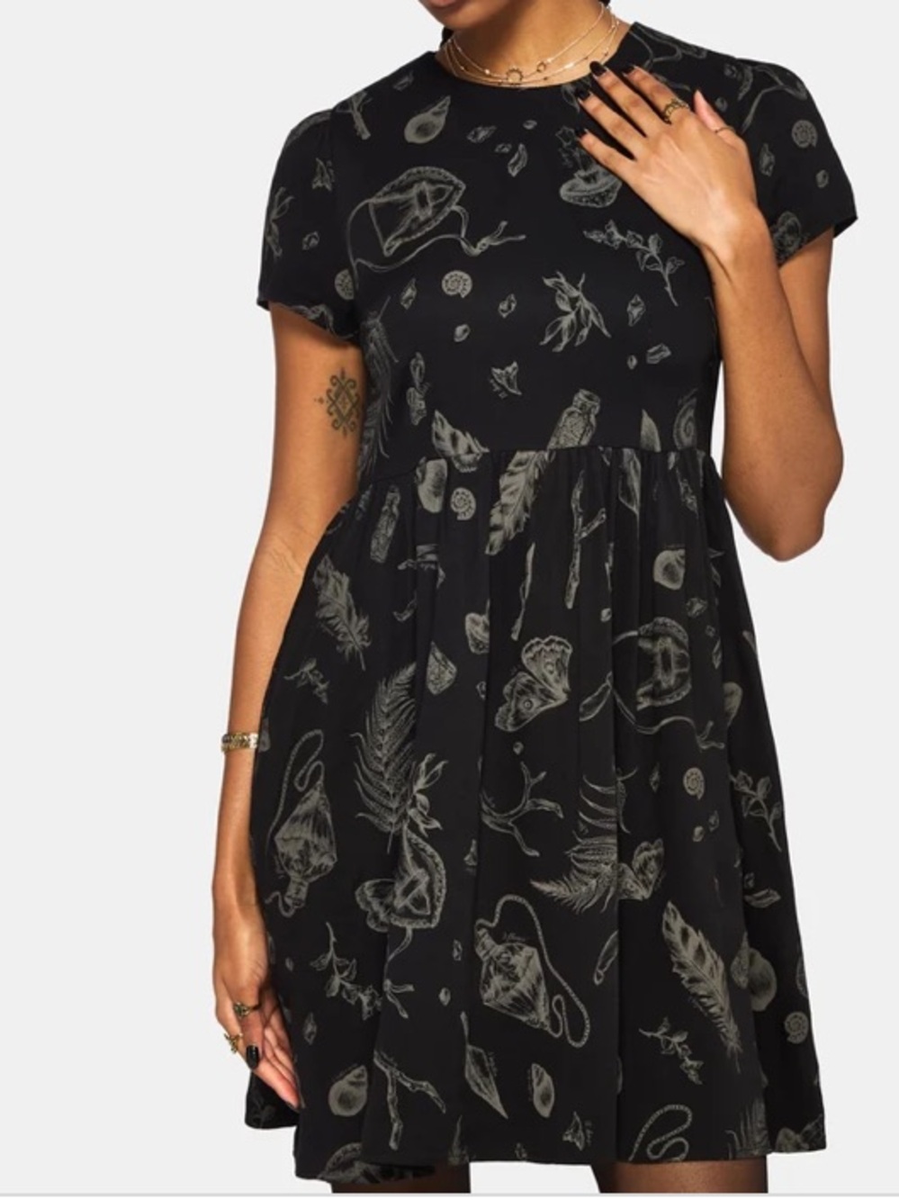 Disturbia Helena Highland Foraging Mini Skater Dress mushroom naturecore sz 16